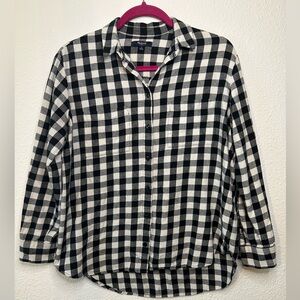 Madewell Black and White Plaid Flannel Shirt